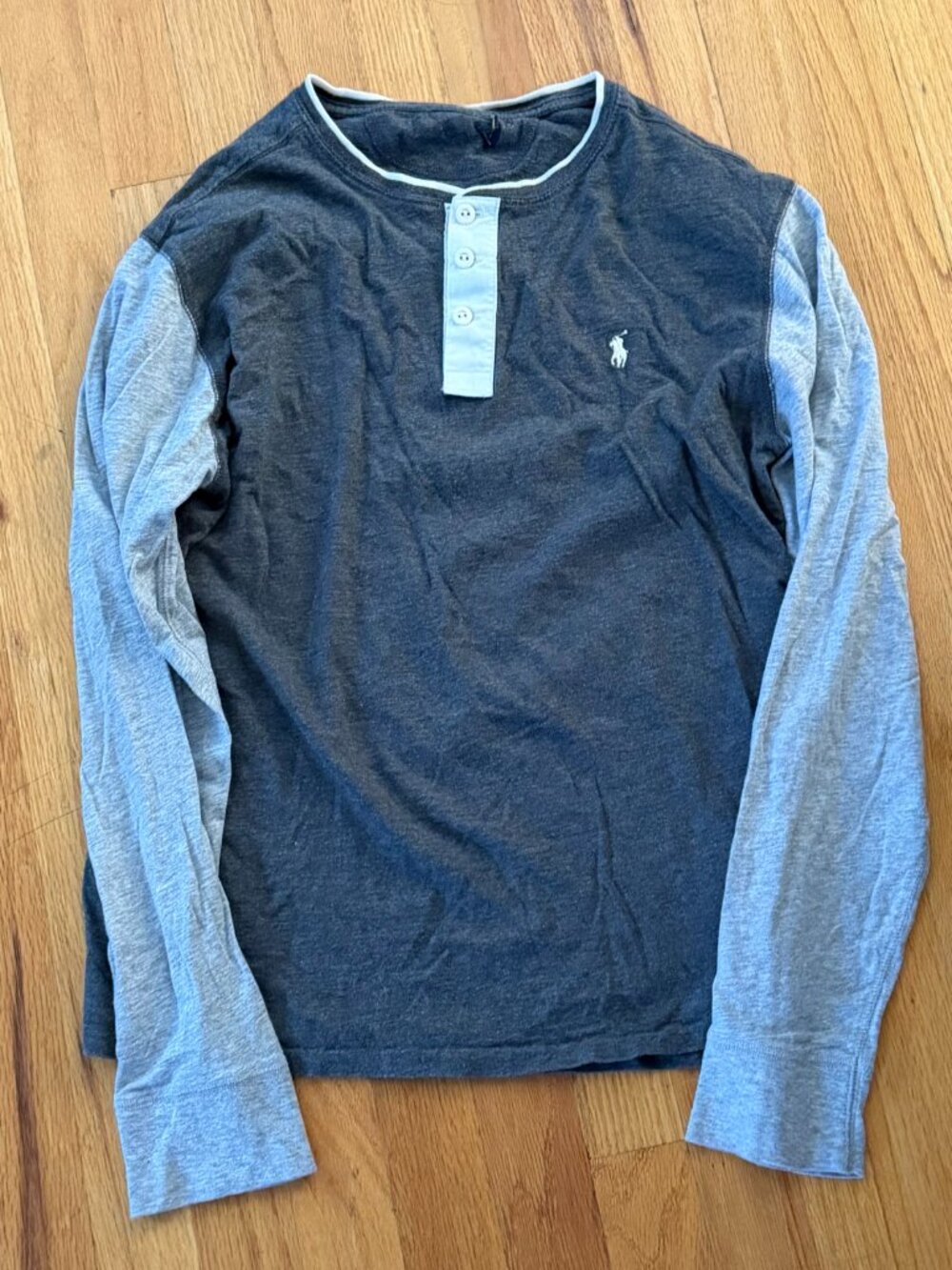 Polo Ralph Lauren - Kids Grey Long Sleeve Henley Shirt - SIZE 12